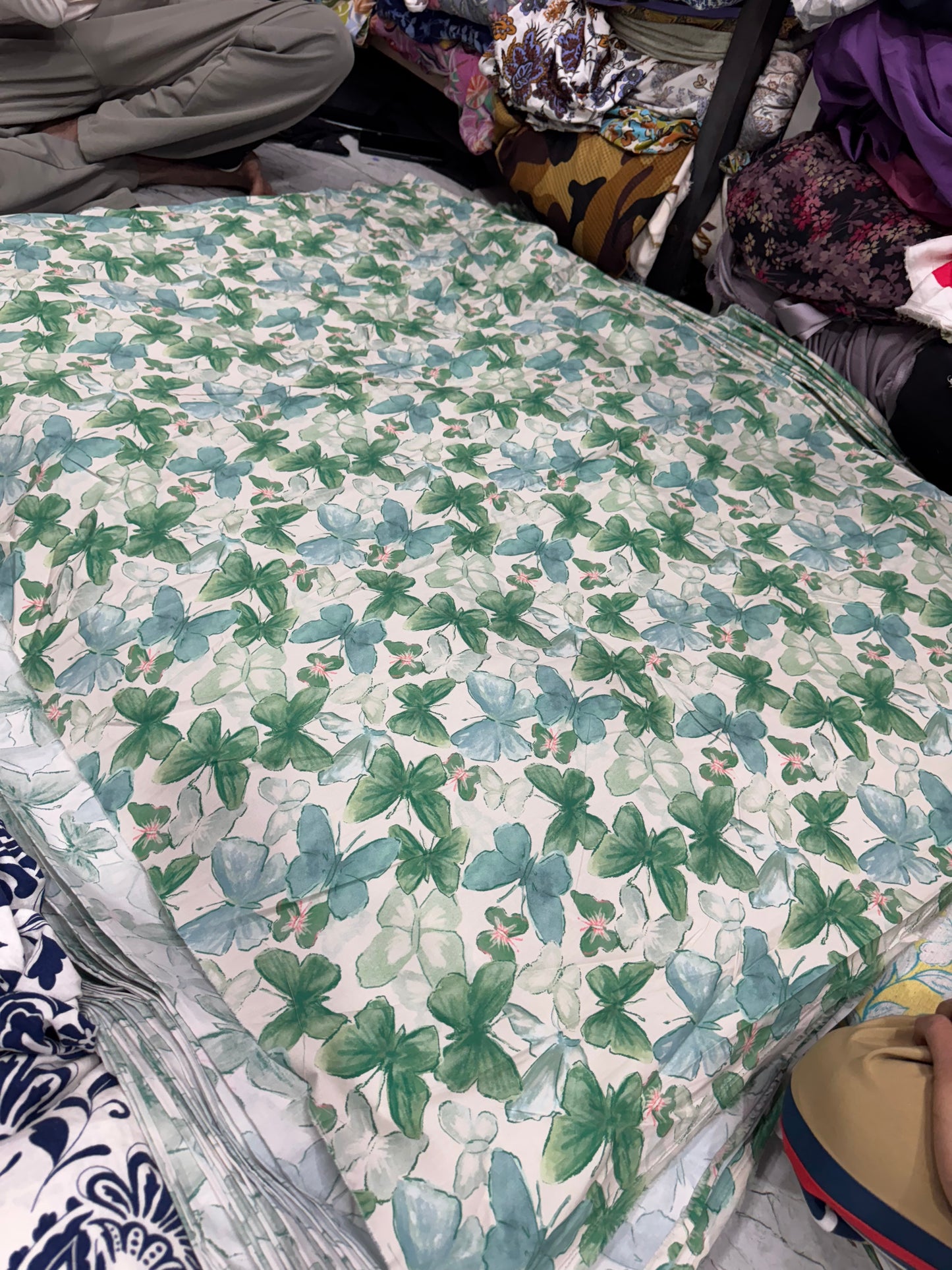 Buy Cotton Poplin Butterfly Green Shade Printed Fabric