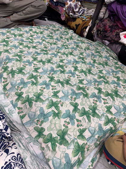 Buy Cotton Poplin Butterfly Green Shade Printed Fabric