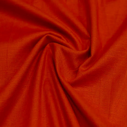 Buy Cotton Linen Solid Orangish Red Fabric