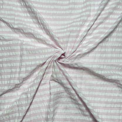 Premium Seersucker Pink & White Stripe Fabric