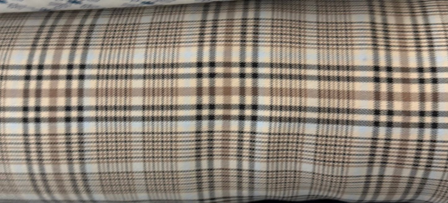 Buy Cotton Twill Beige Blue White Black Check Fabric