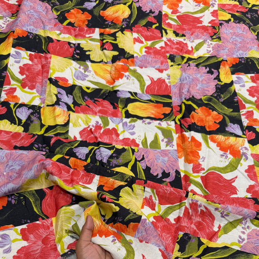 Buy Cotton Linen Multi Panel Floral Printed Fabric