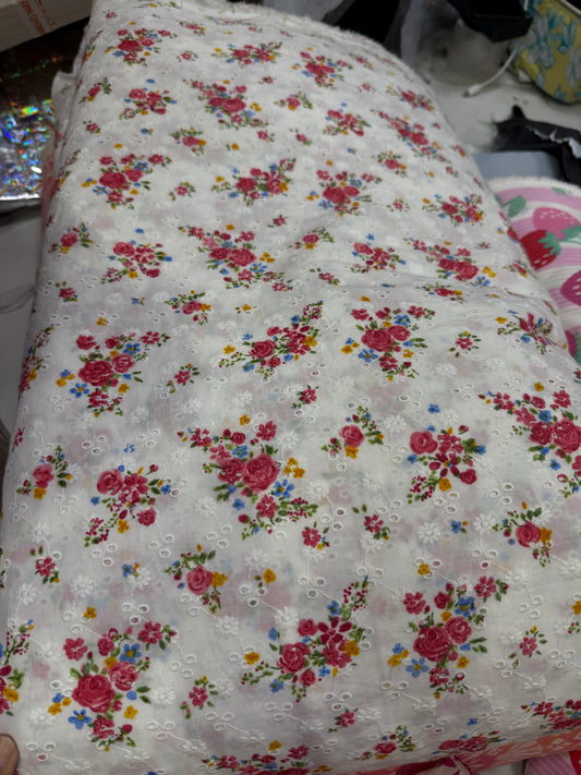 Buy Floral Printed Cotton Hakoba Embroidery Fabric