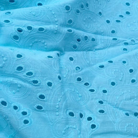 Buy Cotton Sky Blue Peacock Head Fabric