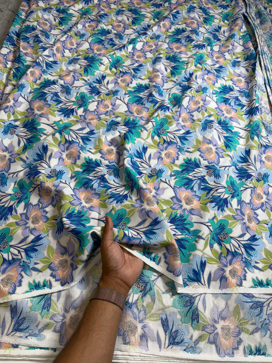 Buy Cotton Linen Watercolour Floral Printed Fabric