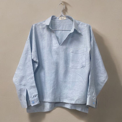 Buy Pure Linen Solid Dust Blue
