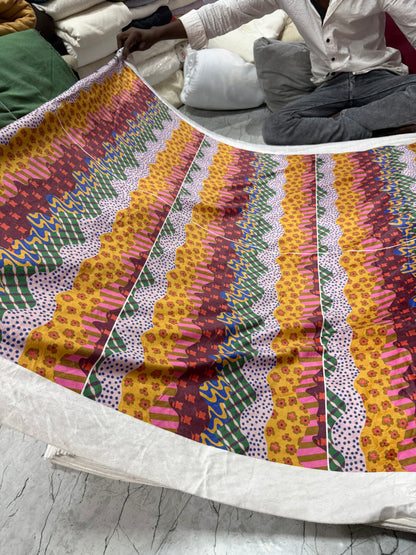 Buy Cotton Velvet Multi Base Printed Fabric