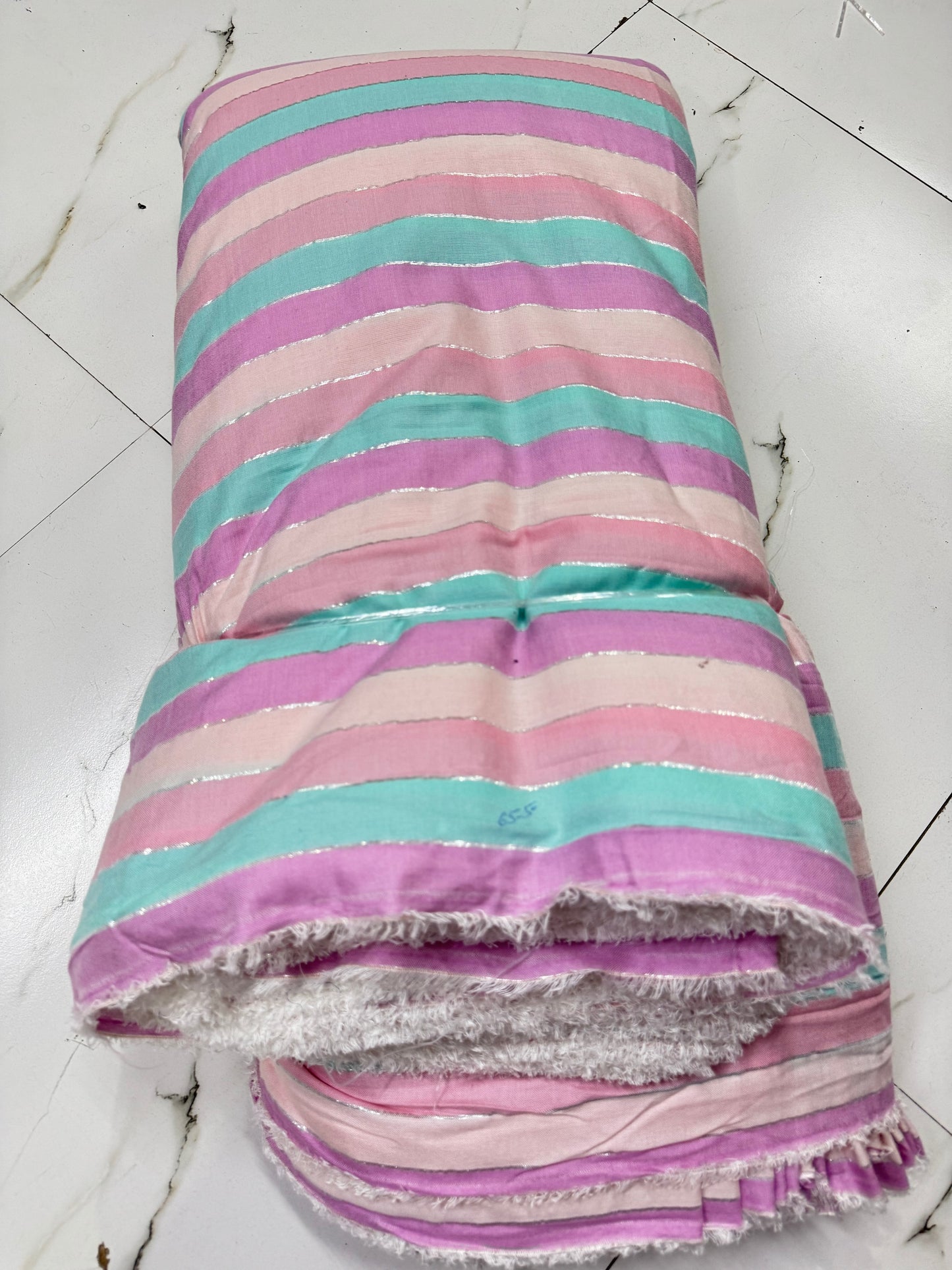 Buy Cotton Multi Colour Lurex Stripe Fabric