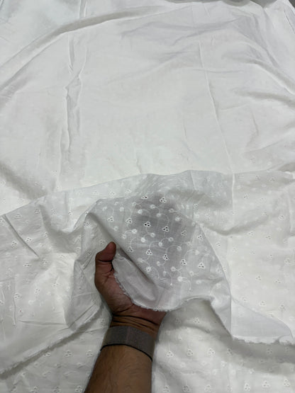 Buy Pure Cotton White Hakoba 3open Cutwork Embroidery Fabric