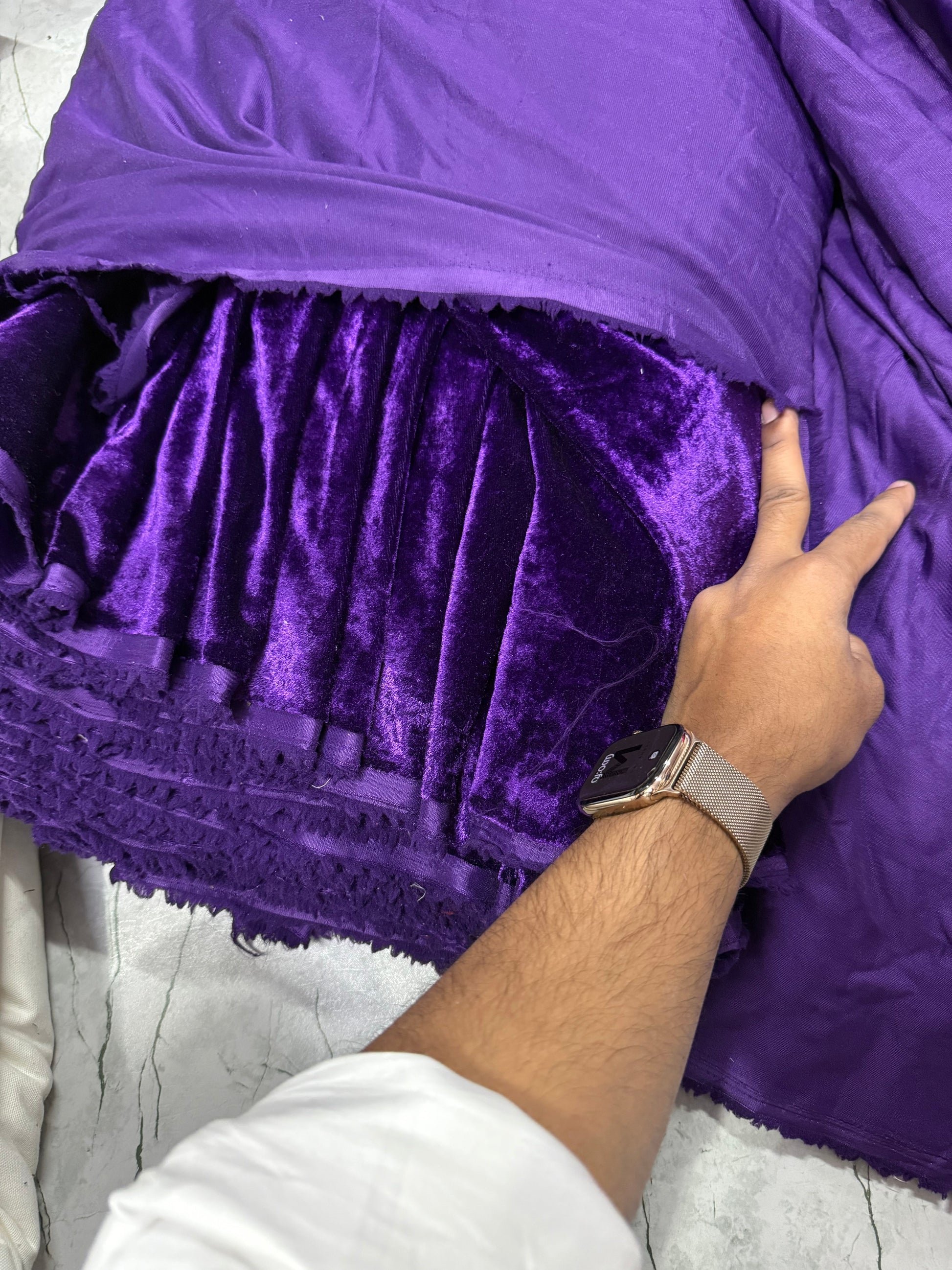 Buy Solid Bright Violet Cotton Velvet Fabric - MAF 