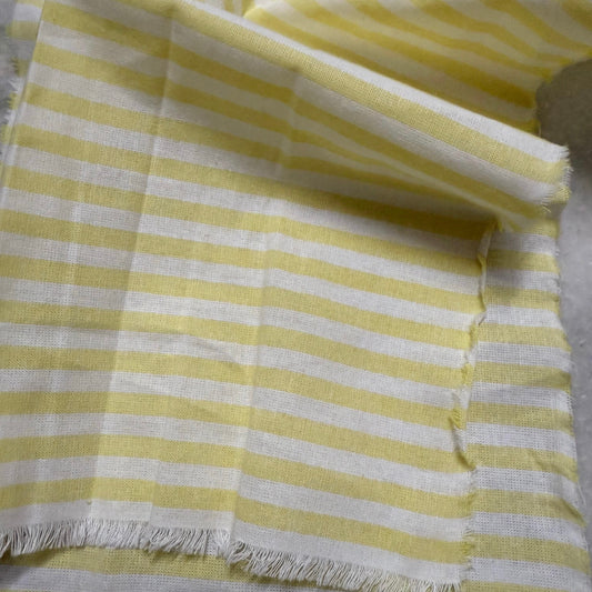 Cotton Linen Broad Yellow Formal Stripe Fabric