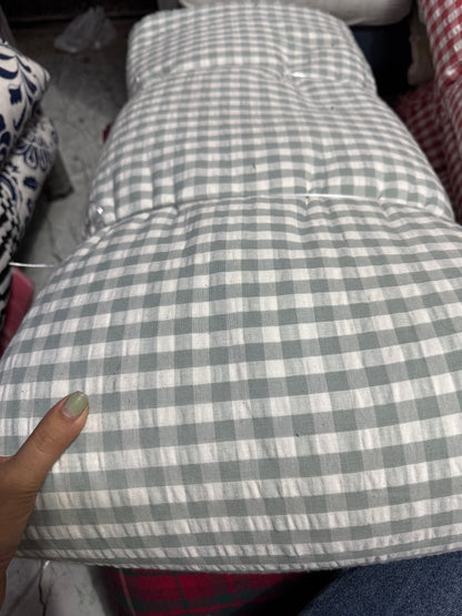 Premium Seersucker Greyish Blue Check Fabric