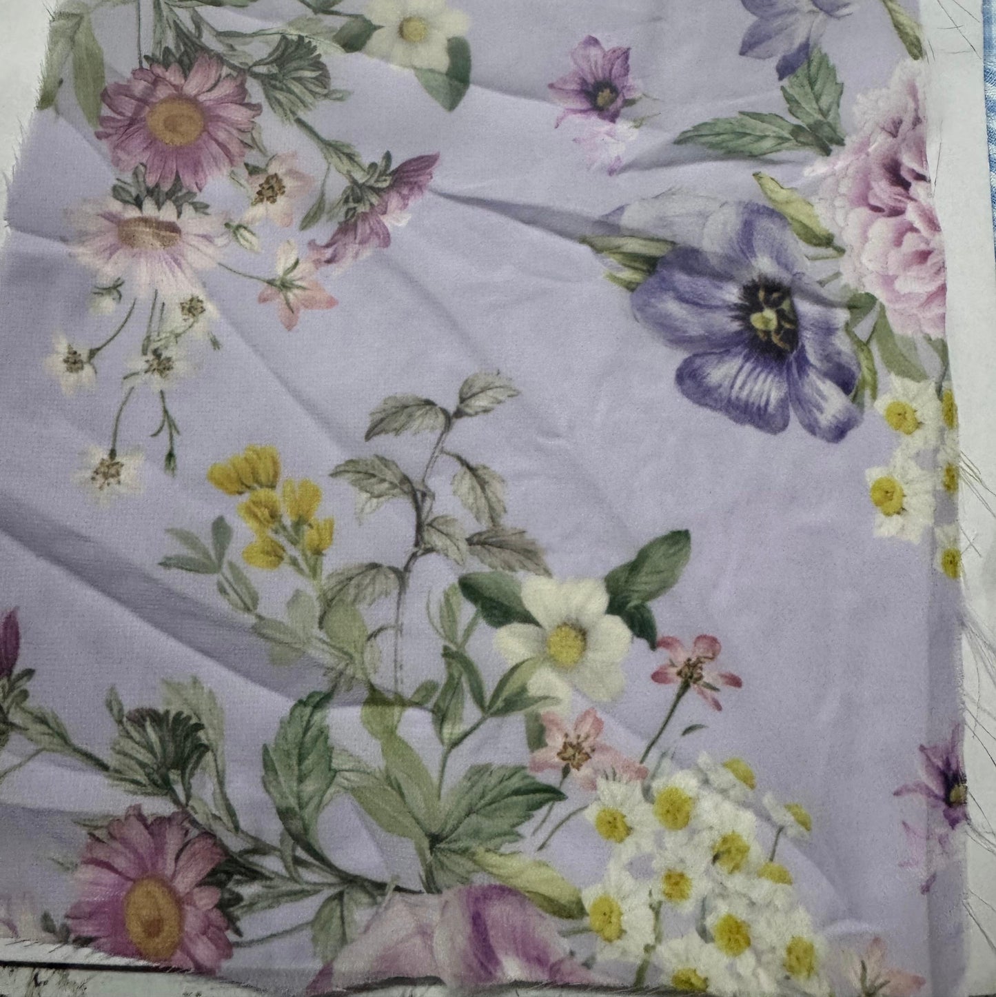 Buy Poly Georgette Lilac Spring Summer Printed Fabric