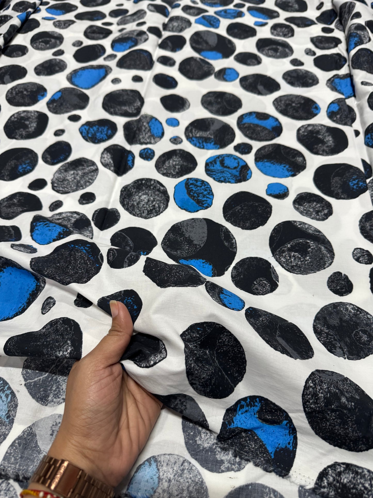 Buy 50s Poplin Multi Polka Dot White Base Fabric