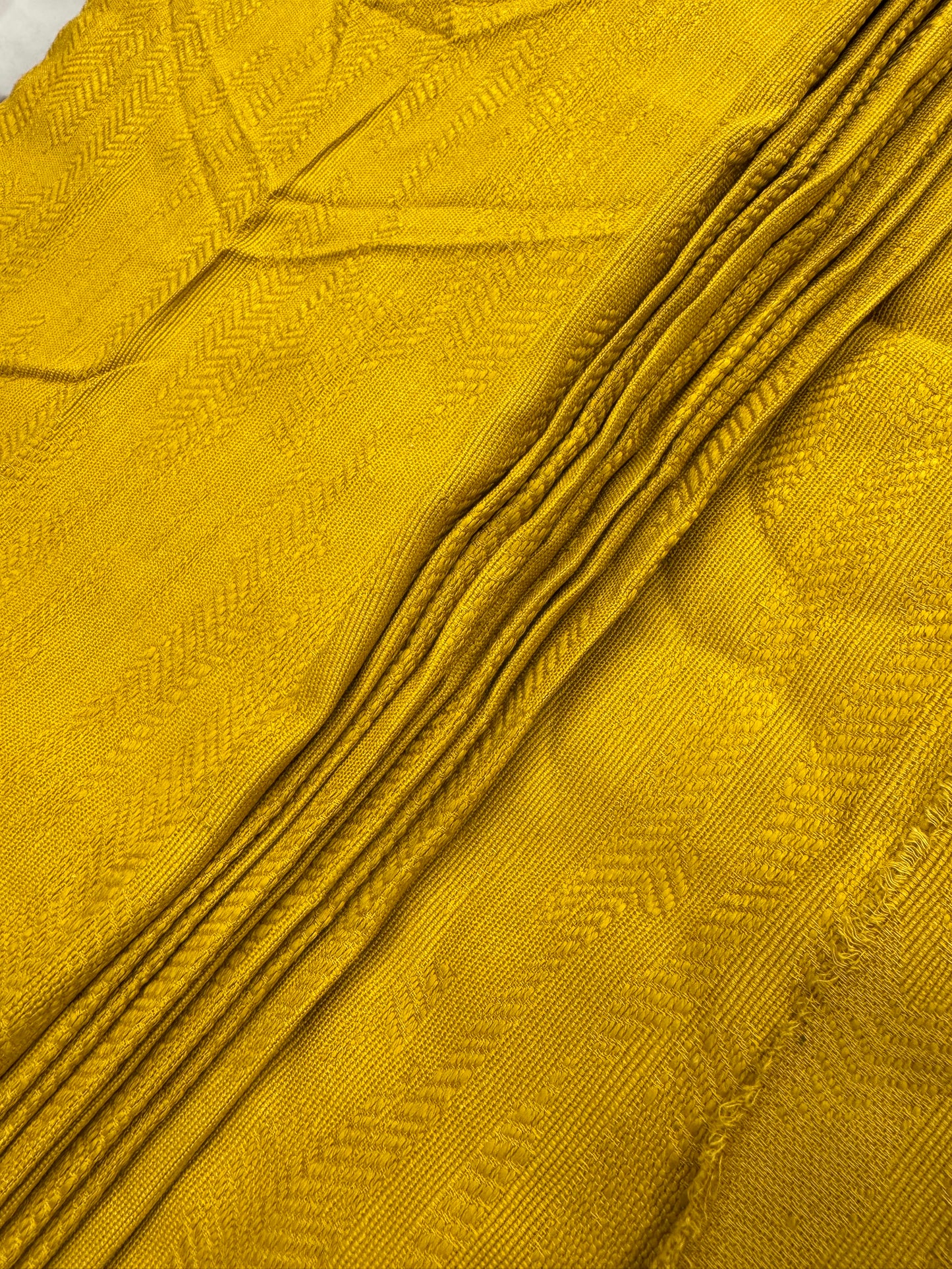Buy Cotton Heavy Jacquard Mustard Yellow Self Work Fabric