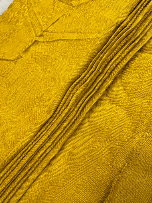 Buy Cotton Heavy Jacquard Mustard Yellow Self Work Fabric