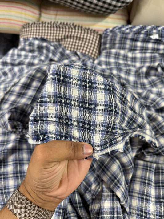 Buy Rare Cotton Twill Shirting Blue Check Fabric