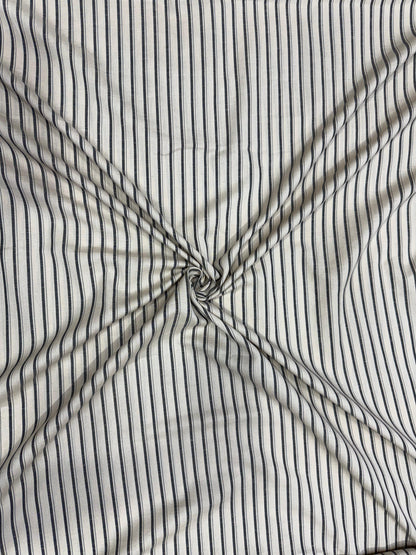 Buy Cotton Linen White Base Black Stripe Fabric