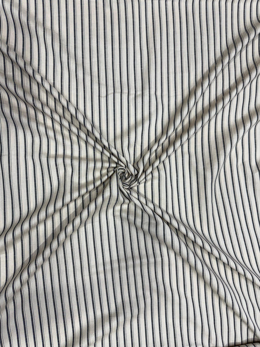 Buy Cotton Linen White Base Black Stripe Fabric
