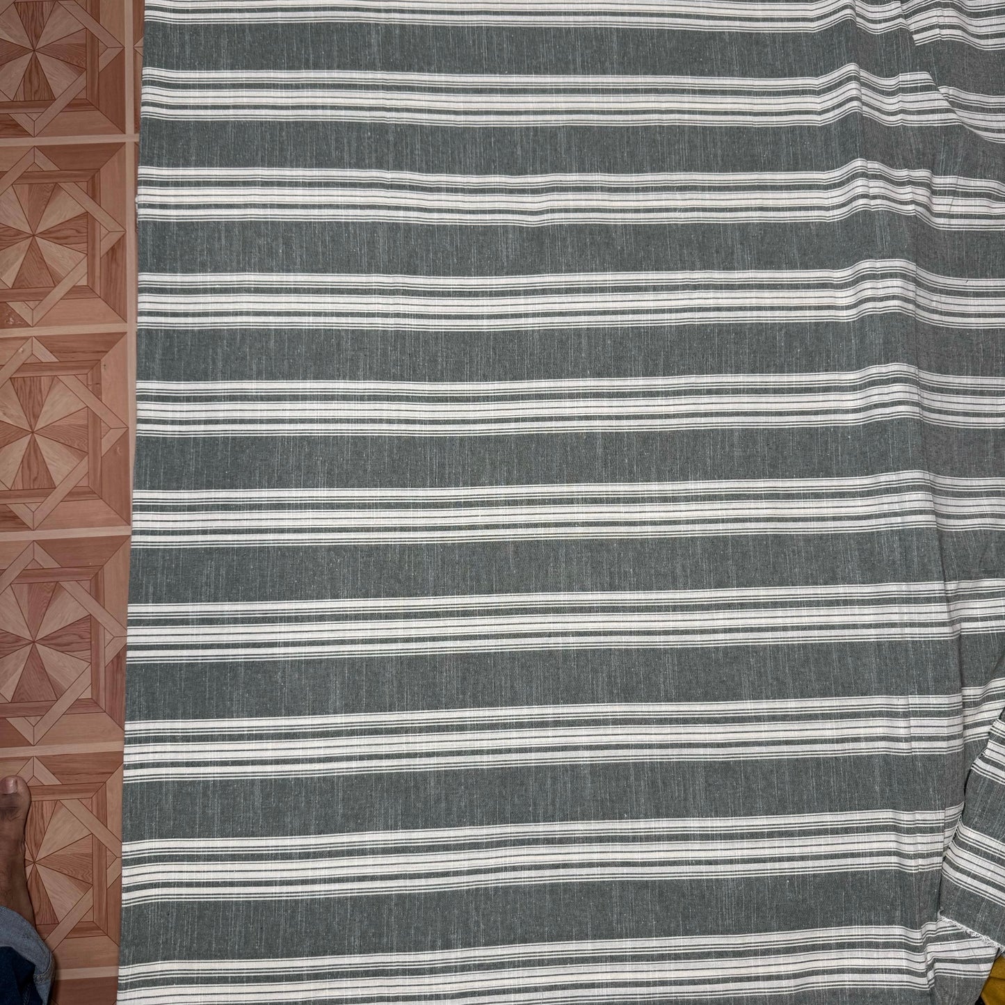 Buy Linen Grey Stripe Fabric