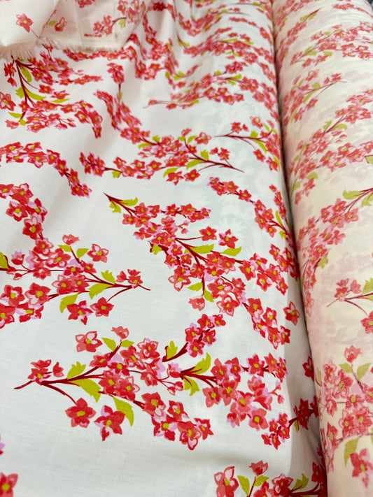 Buy Cotton Poplin Cherry Blossom Printed Fabric
