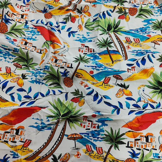 Buy Cotton Poplin Hawai Tropical Printed Fabric