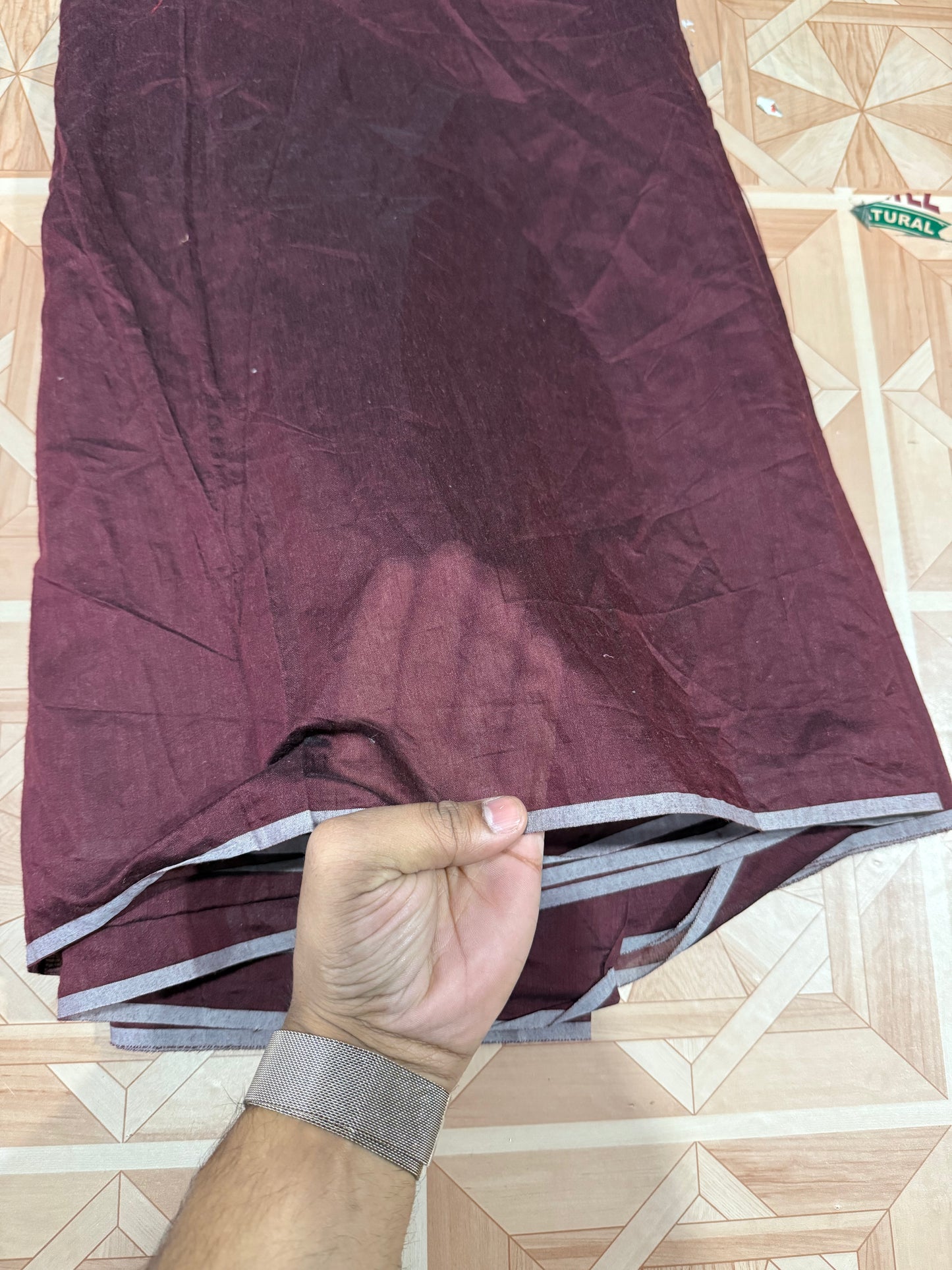 Buy Authentic Chanderi Solid Coffee Brown Fabric