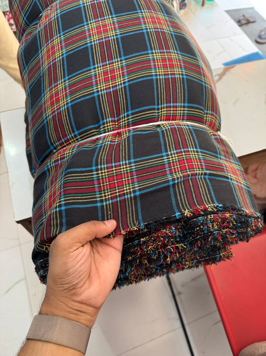 Buy Cotton Twill Black Yellow Red Check Fabric