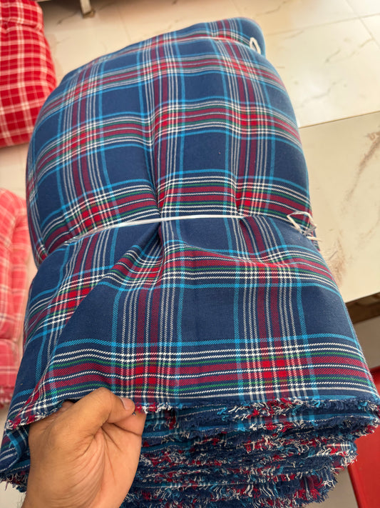 Buy Cotton Twill Stone Blue Check Fabric