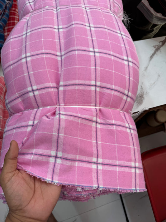 Buy Cotton Twill Bubblegum Pink Check Fabric