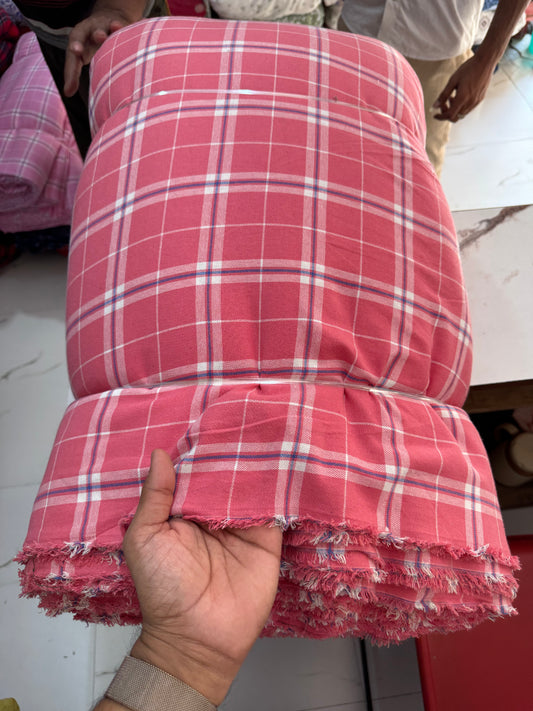Buy Cotton Twill Blush Pink & White Check Fabric