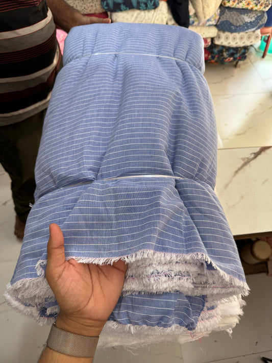 Buy Mul Cotton Chambray Stripe Fabric