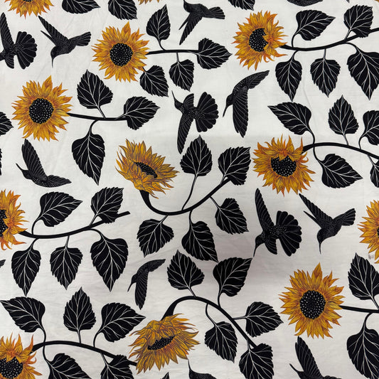 Buy Poplin Bold Sunflower Printed Fabric