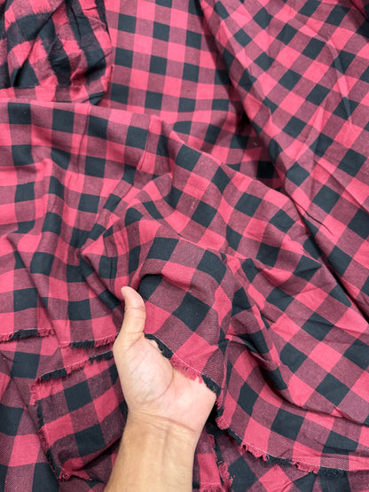 Buy Cotton Twill Black & Red Buffalo Plain Check