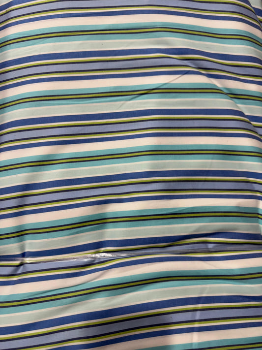 Buy Cotton Viscose Green Blue Stripe Fabric