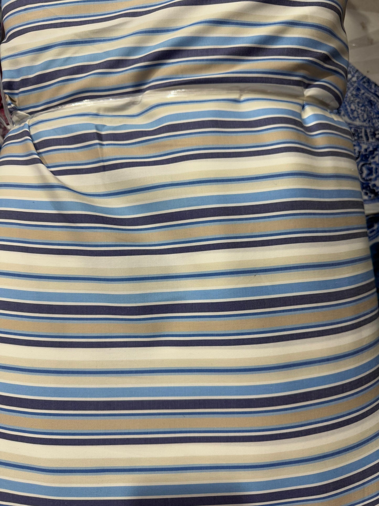 Buy Cotton Viscose Nude Blue Stripe Fabric