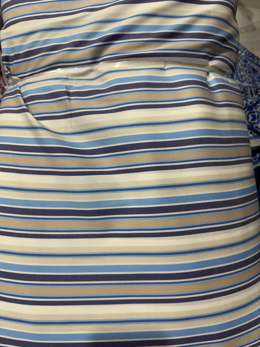 Buy Cotton Viscose Nude Blue Stripe Fabric
