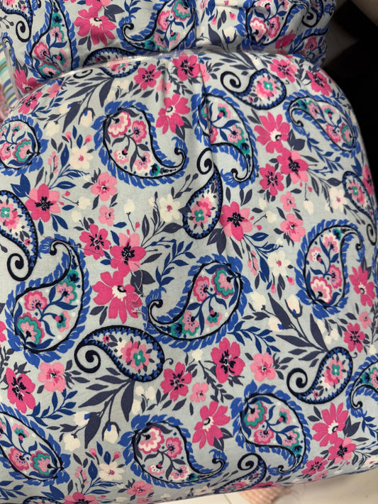 Buy Cotton Viscose Blue Paisley Pink Flower Fabric