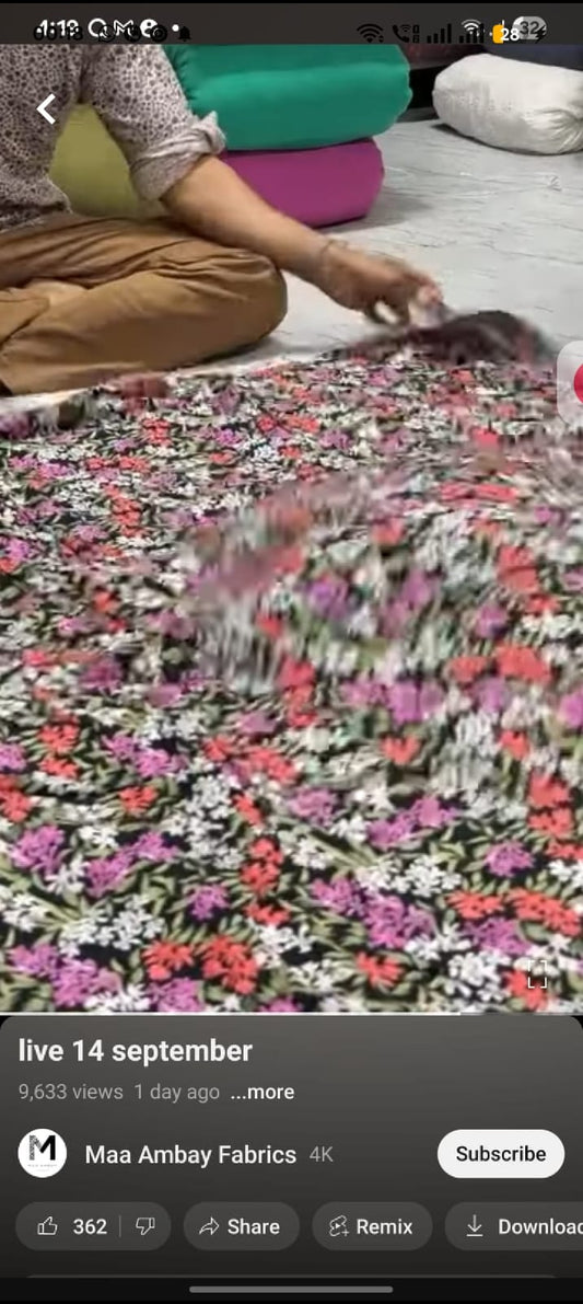 Buy Cotton Viscose Multi color Flower Printed Fabric