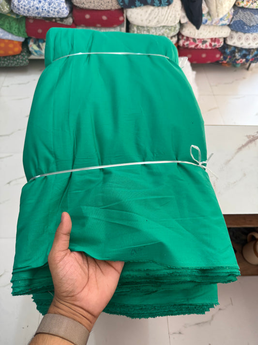 Buy Poplin Cotton Solid Green Fabric