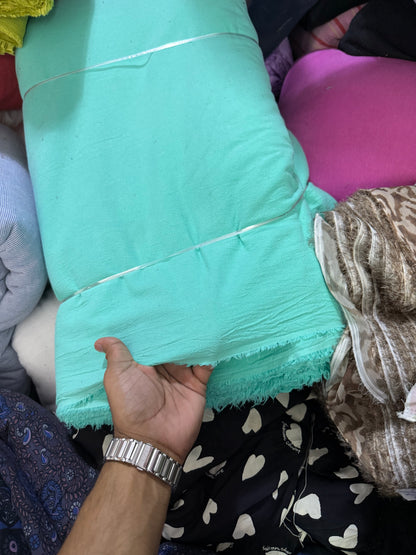 Buy Crimp Cotton Mint Green Solid Fabric
