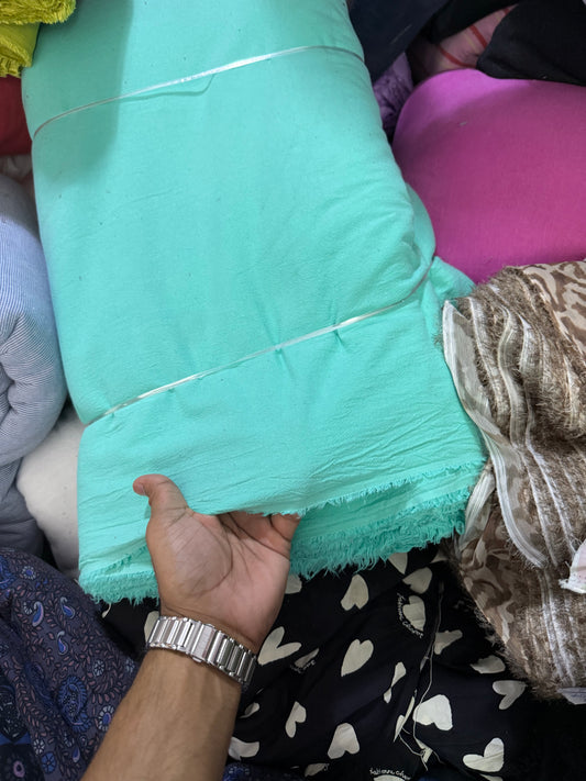 Buy Crimp Cotton Mint Green Solid Fabric