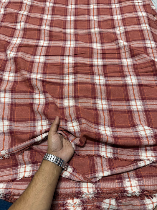 Buy Rare Cotton Twill Brown Check Fabric