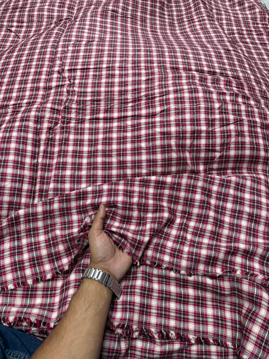 Buy Rare Cotton Twill Maroon Vintage Check Fabric