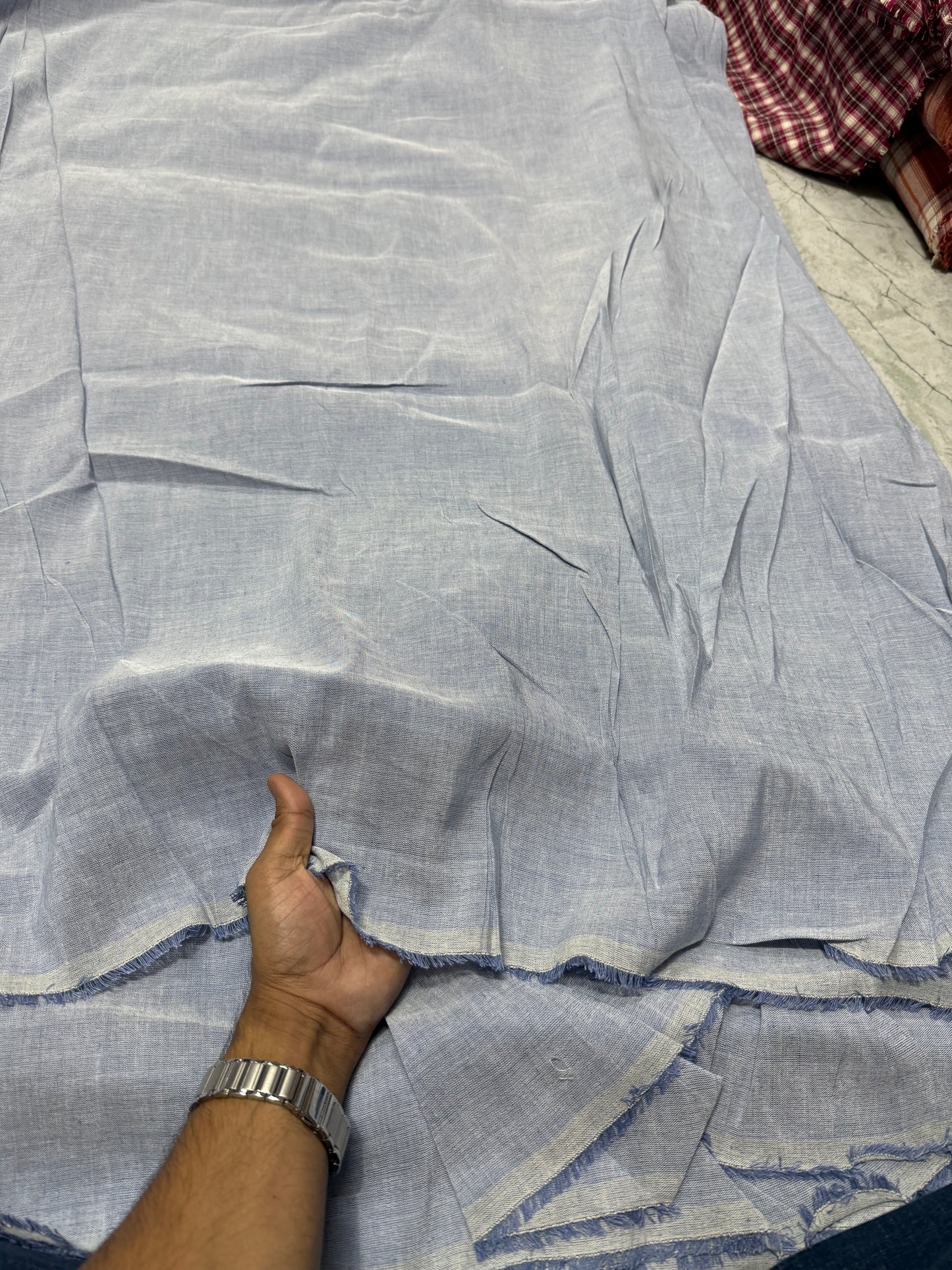 Buy Lab Certified Pure Linen Dust Blue Fabric