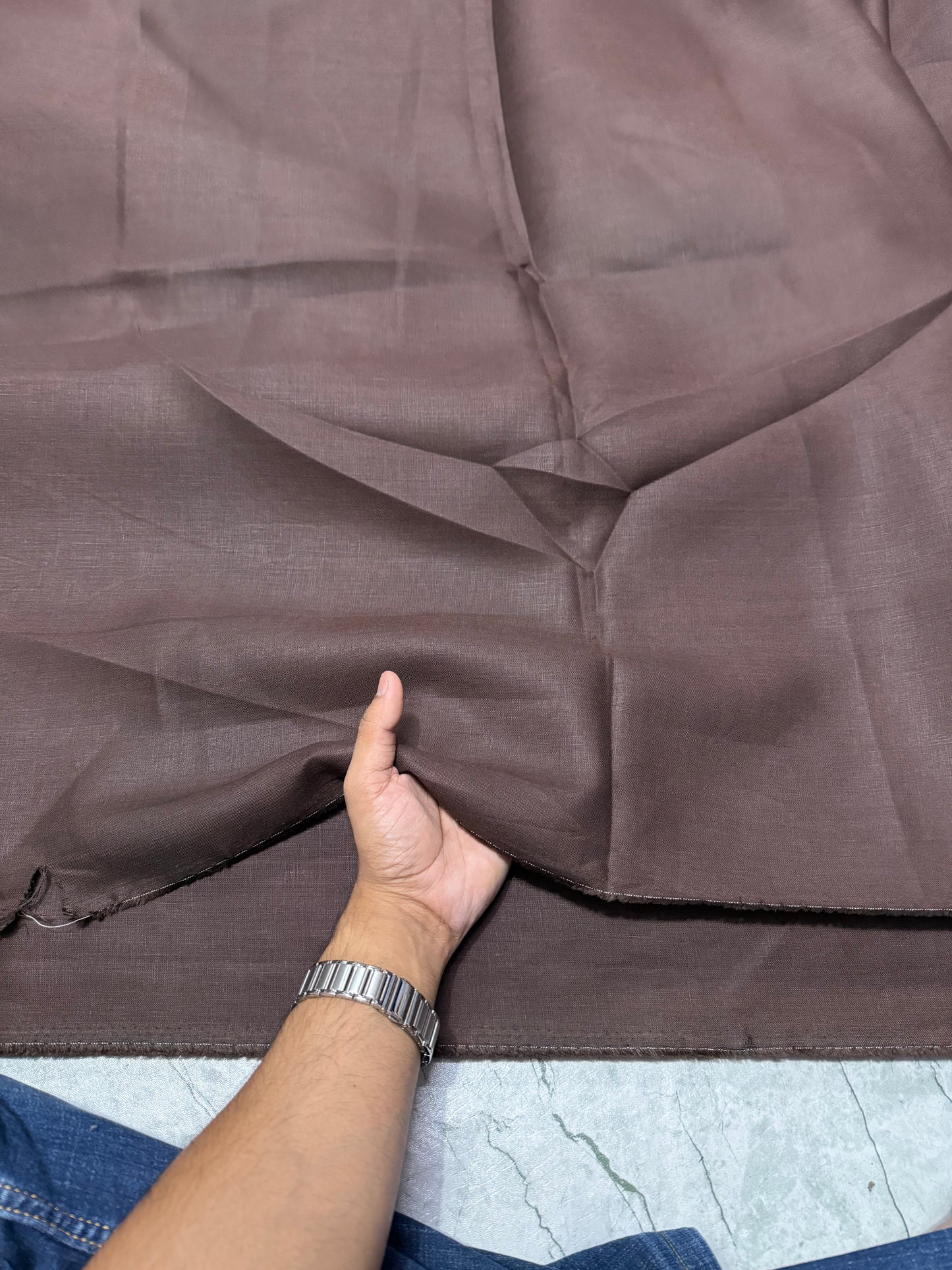 Buy Lab Certified Pure Linen Chocolate Brown Fabric