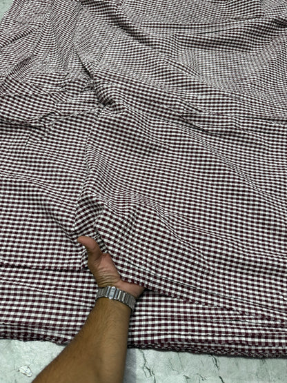 Summer Dark Maroon Gingham – Premium Seersucker Fabric