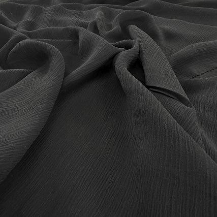 Rayon Solid Black Crinkled Crepe Fabric