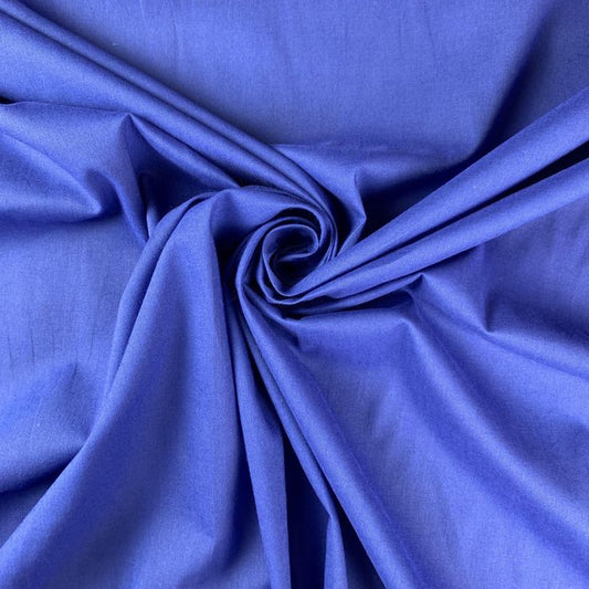 Buy Solid Azure Blue Pure Cotton Poplin Satin