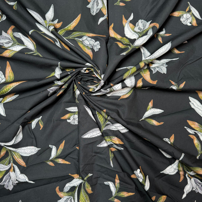 Buy Poplin Pure Aesthetic Flower & Leaf Printed Fabric